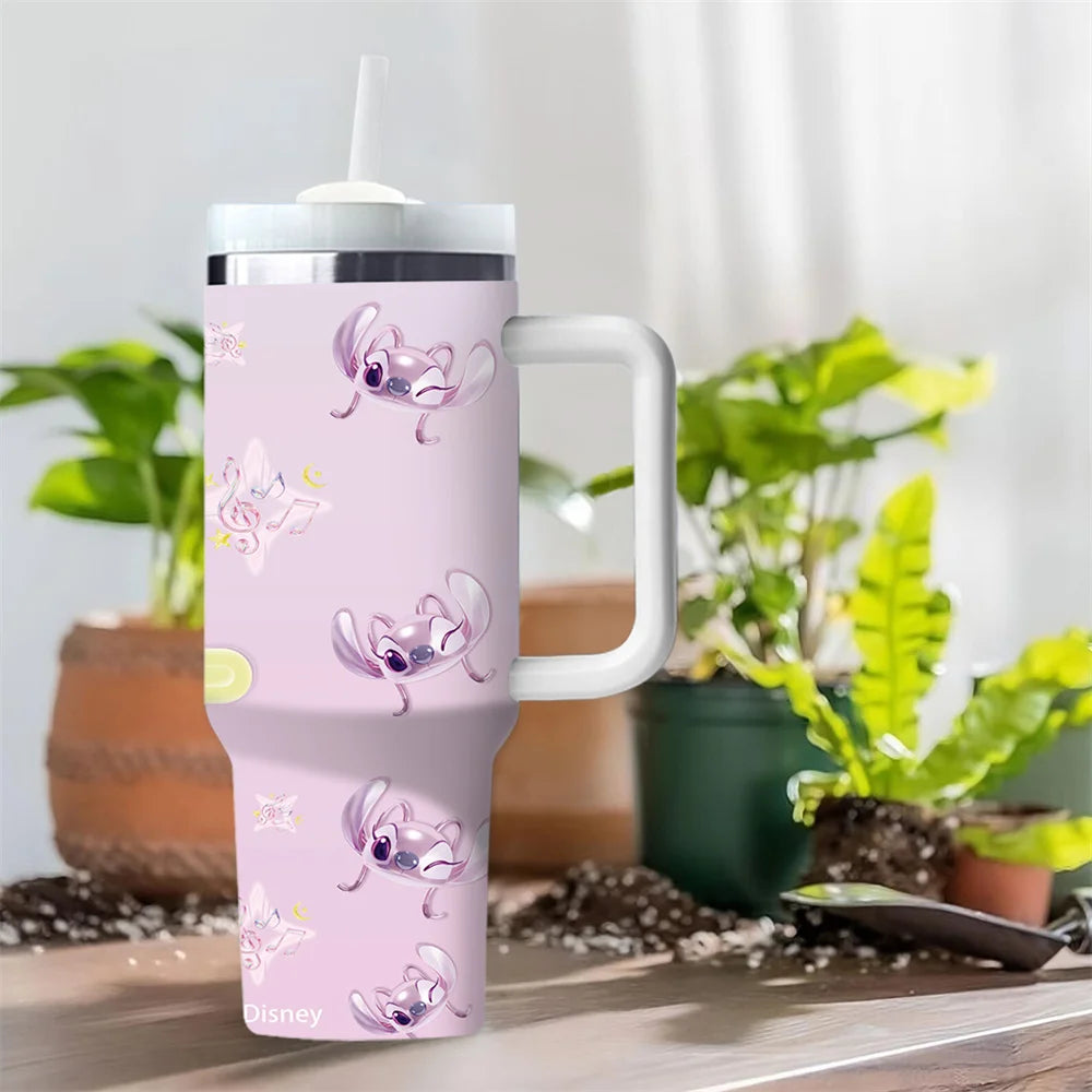 Stitch and Angel 40oz travel tumbler character design view