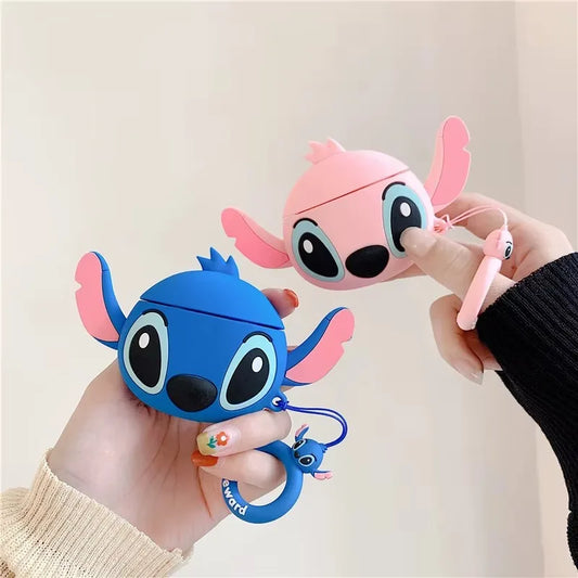 Stitch 3D couple AirPods case in cute silicone design