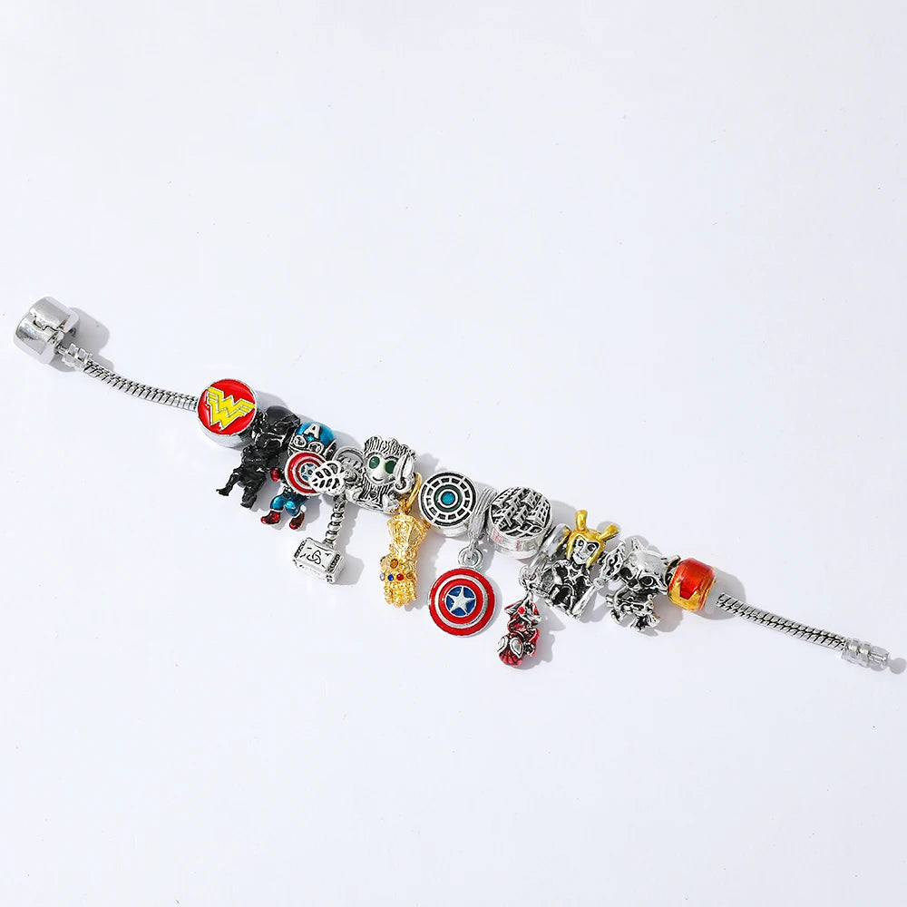 Marvel Inspired Spiderman Charm Bracelet Adjustable Charm Bangle