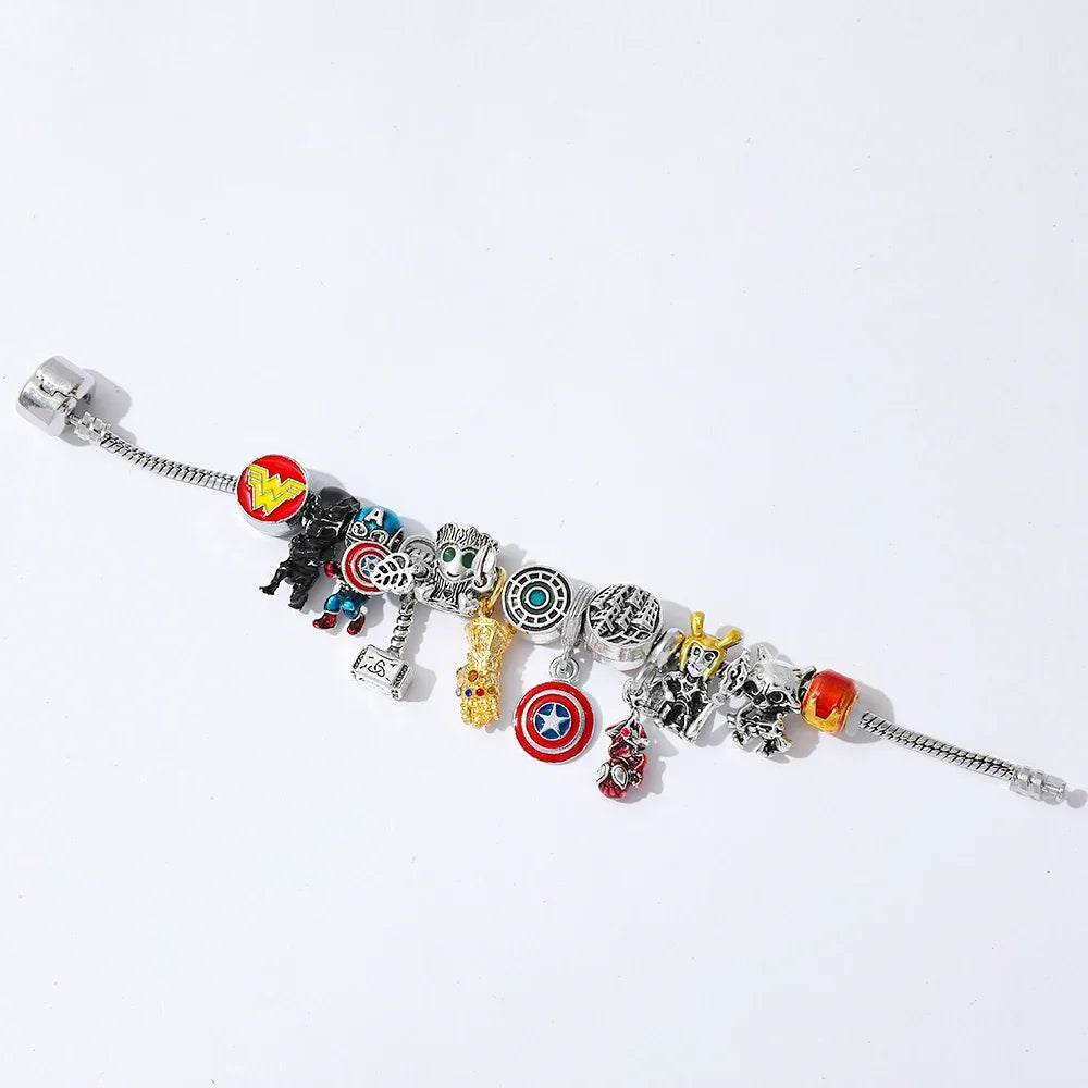 Marvel Inspired Spiderman Charm Bracelet Adjustable Charm Bangle