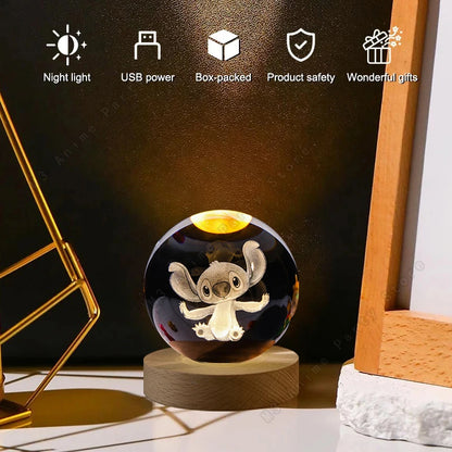 Blue Alien 3D Crystal Ball Night Light LED Lamp Gift