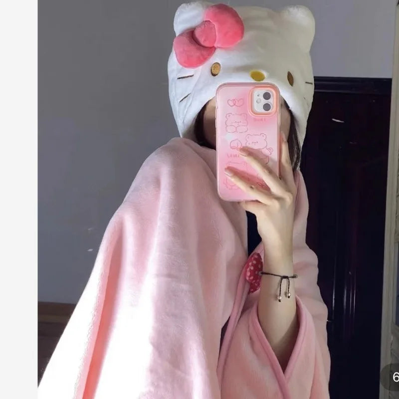 Hello Kitty Sanrio soft throw blanket bedroom decor product photo