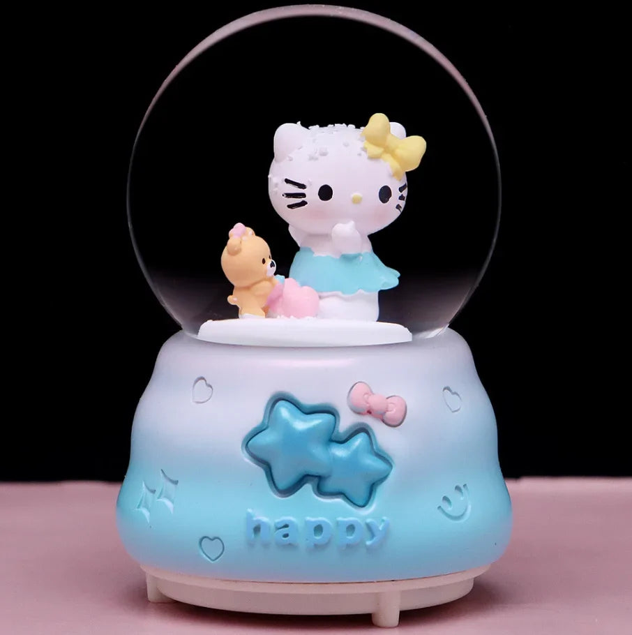 Kitty crystal ball music box pink star moon home decor product photo