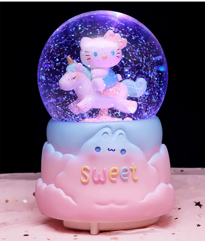 Kitty crystal ball music box pink star moon home decor product photo