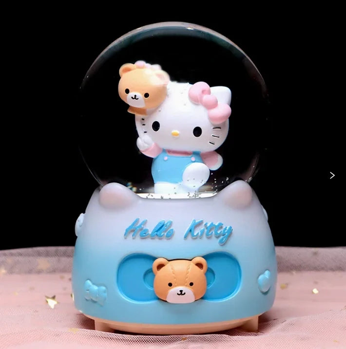Kitty crystal ball music box pink star moon home decor product photo