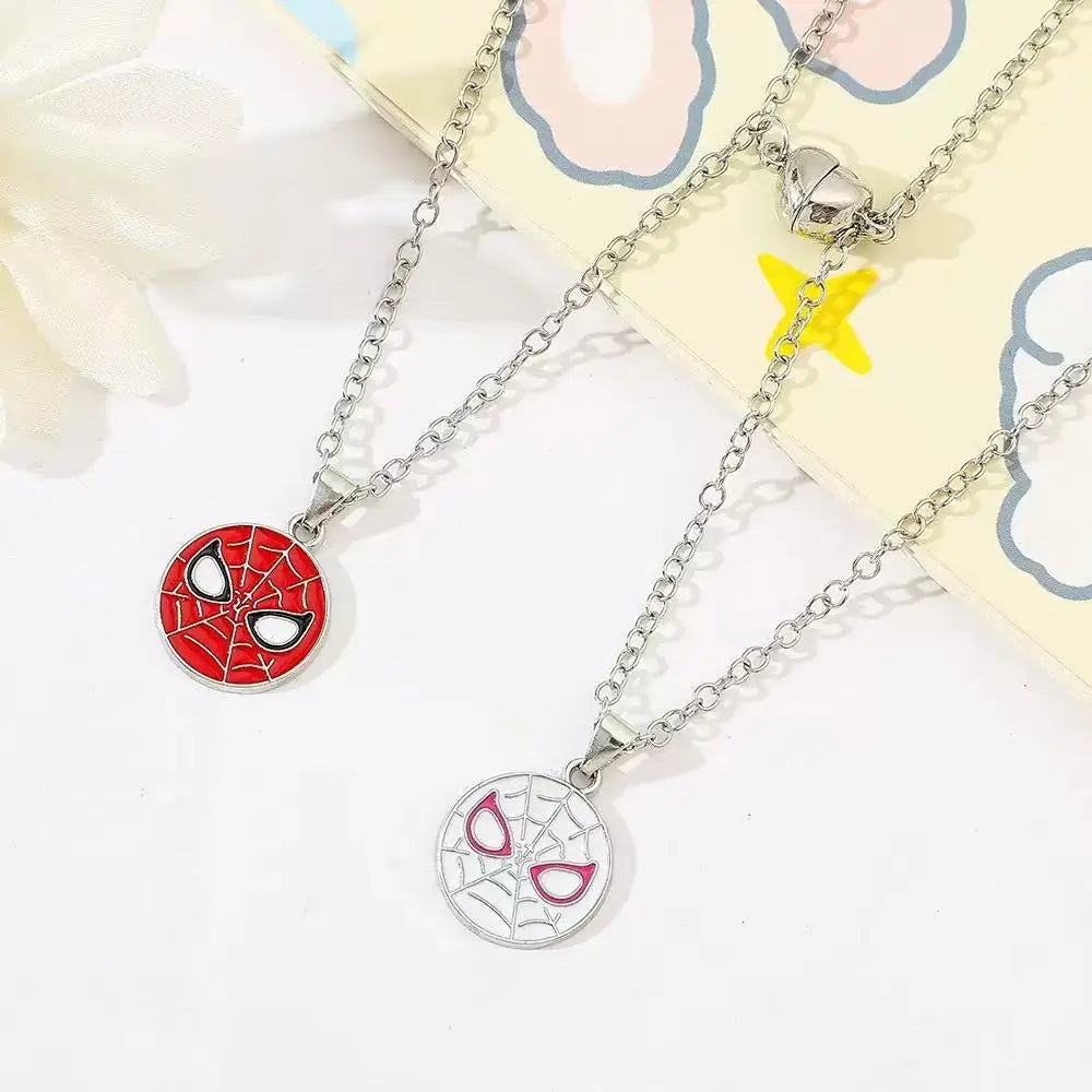 Spiderman & Spider-Gwen Couple Necklace Set Matching Mask Pendant Necklaces for Him & Her