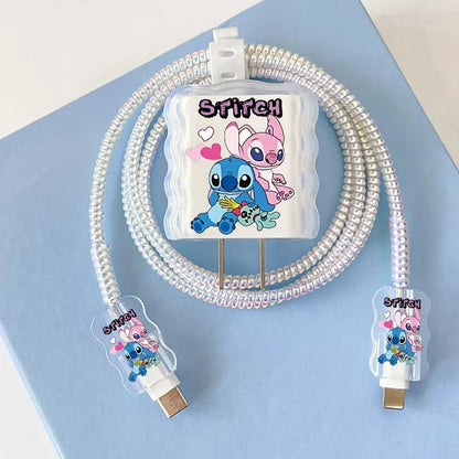 Stitch charging cable cover for organized mobile accessories