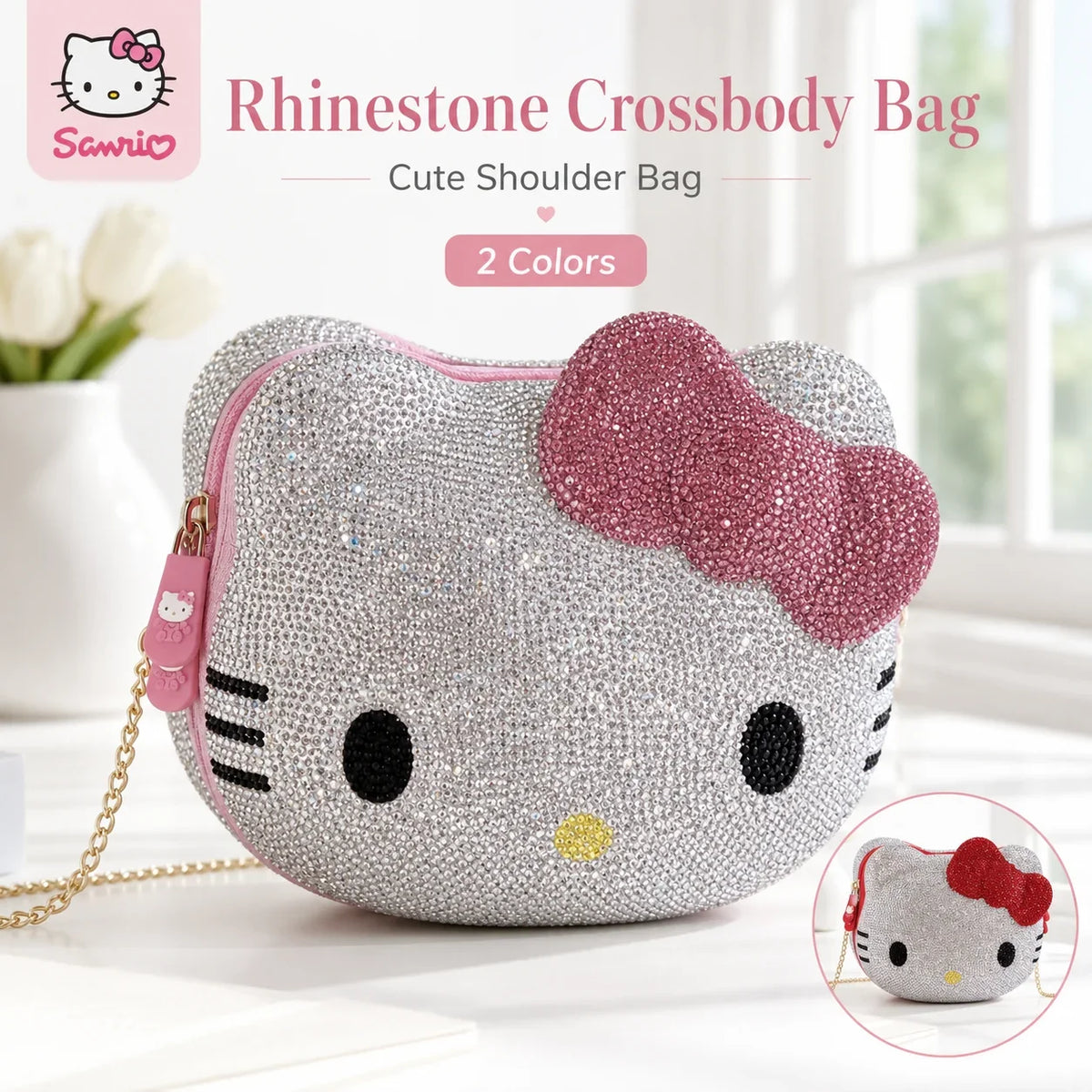 Hello Kitty rhinestone crossbody bag for women product photo