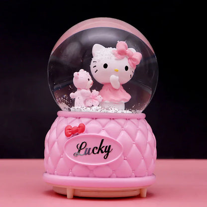 Kitty crystal ball music box pink star moon home decor product photo