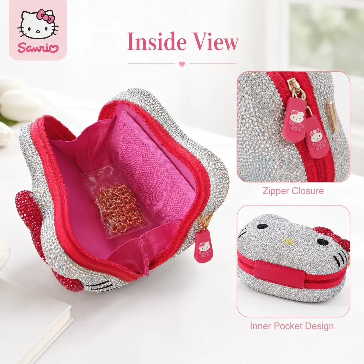 Hello Kitty rhinestone crossbody bag for women product photo
