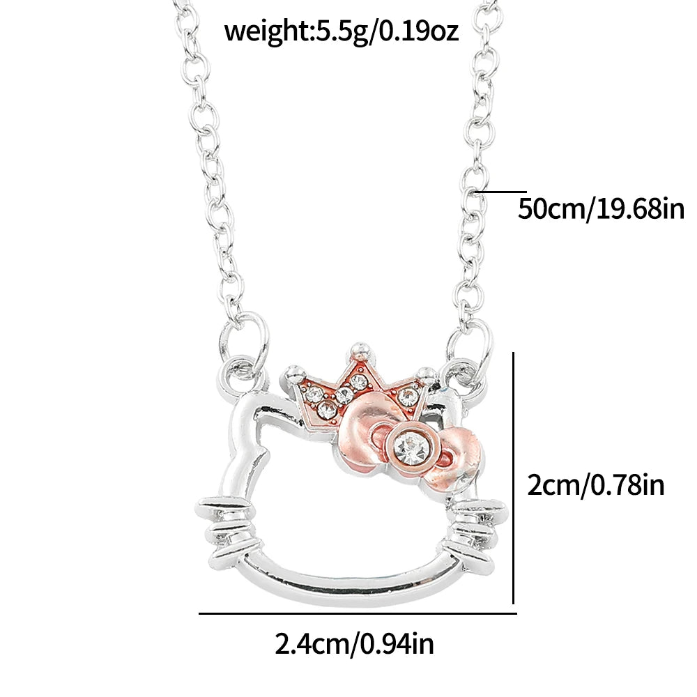 Hello Kitty crown rhinestone necklace full view