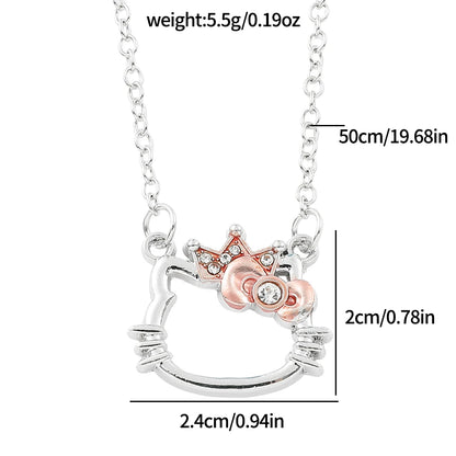 Hello Kitty crown rhinestone necklace full view