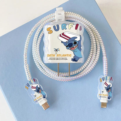 Cute Stitch charging cable protector for everyday tech use