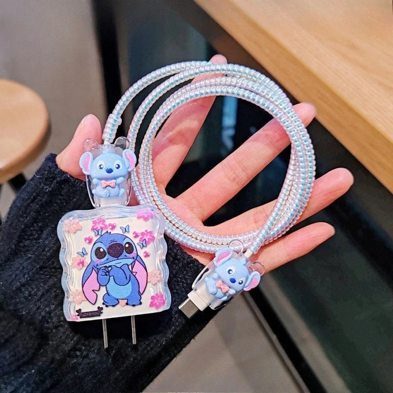 Cute Stitch charging cable protector for iPhone accessories