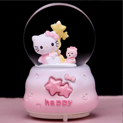 Kitty crystal ball music box pink star moon home decor product photo