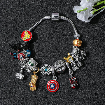 Marvel Inspired Spiderman Charm Bracelet Adjustable Charm Bangle
