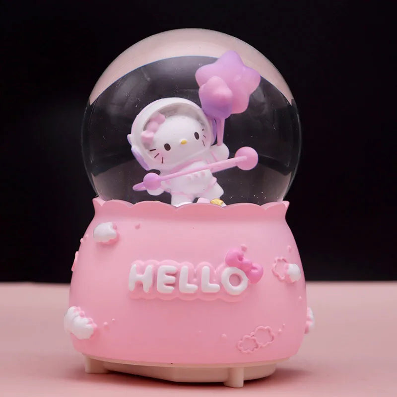 Kitty crystal ball music box pink star moon home decor product photo