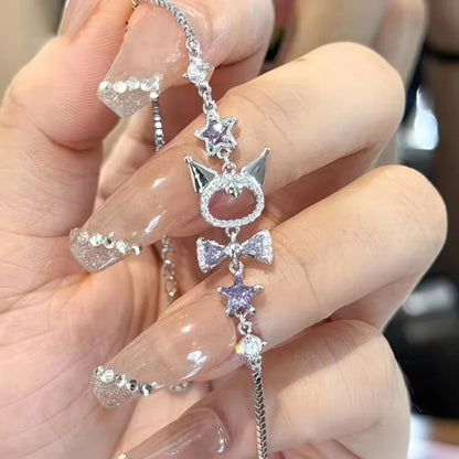 Kuromi character bracelet charm jewelry close up