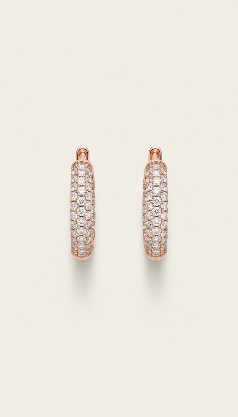 Diamond Pavé Hoop Earrings Pair
