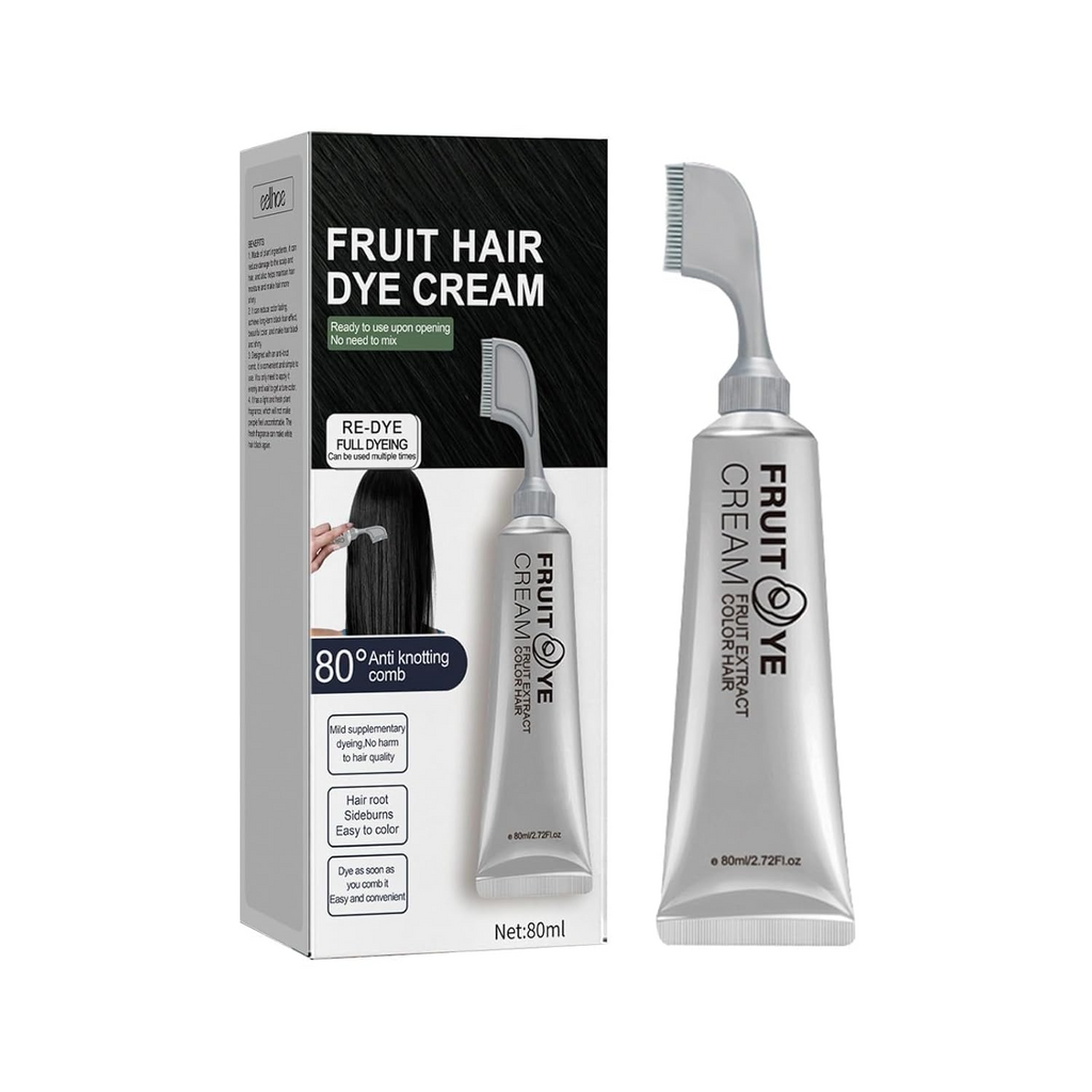 Fruit Hair Dye Cream with Applicator Comb for Gray Hair Easy Home Hair Coloring