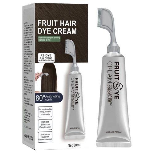 Fruit Hair Dye Cream with Applicator Comb for Gray Hair Easy Home Hair Coloring