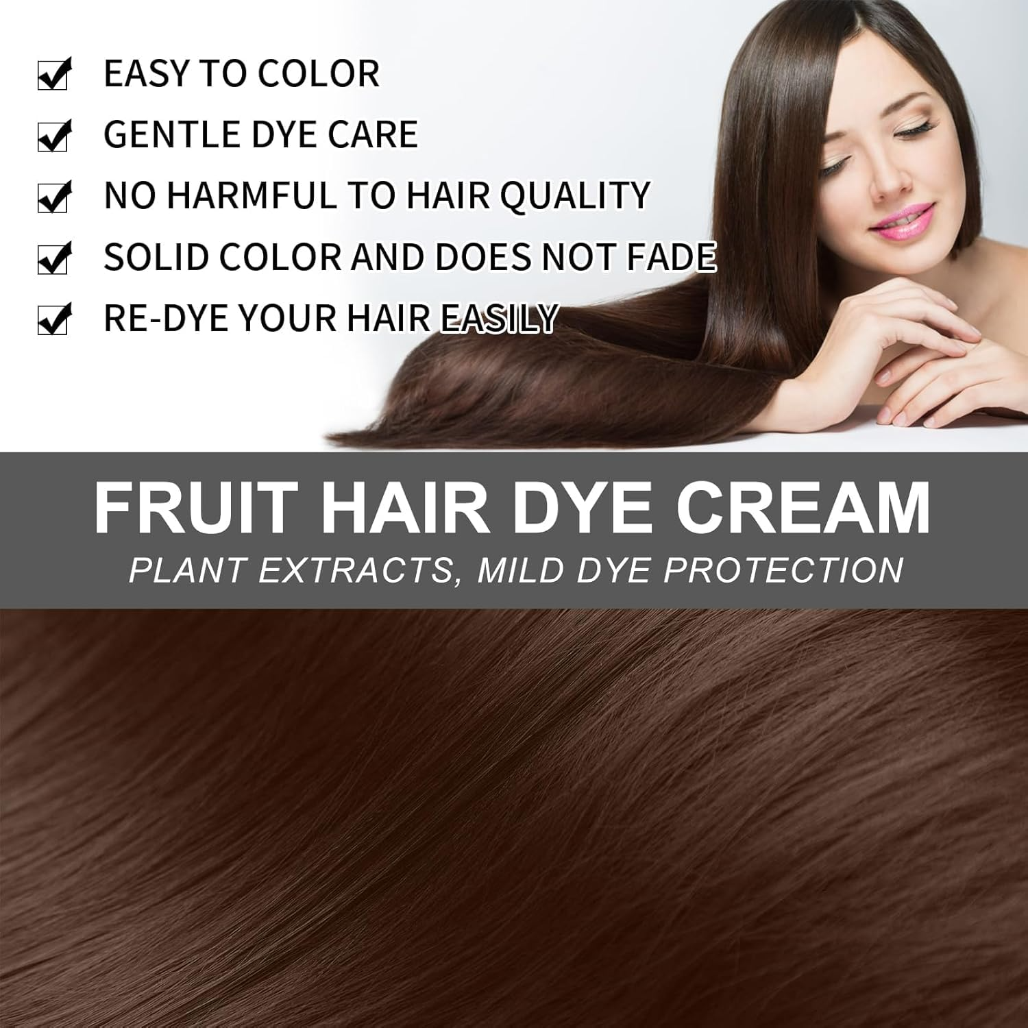 Fruit Hair Dye Cream with Applicator Comb for Gray Hair Easy Home Hair Coloring