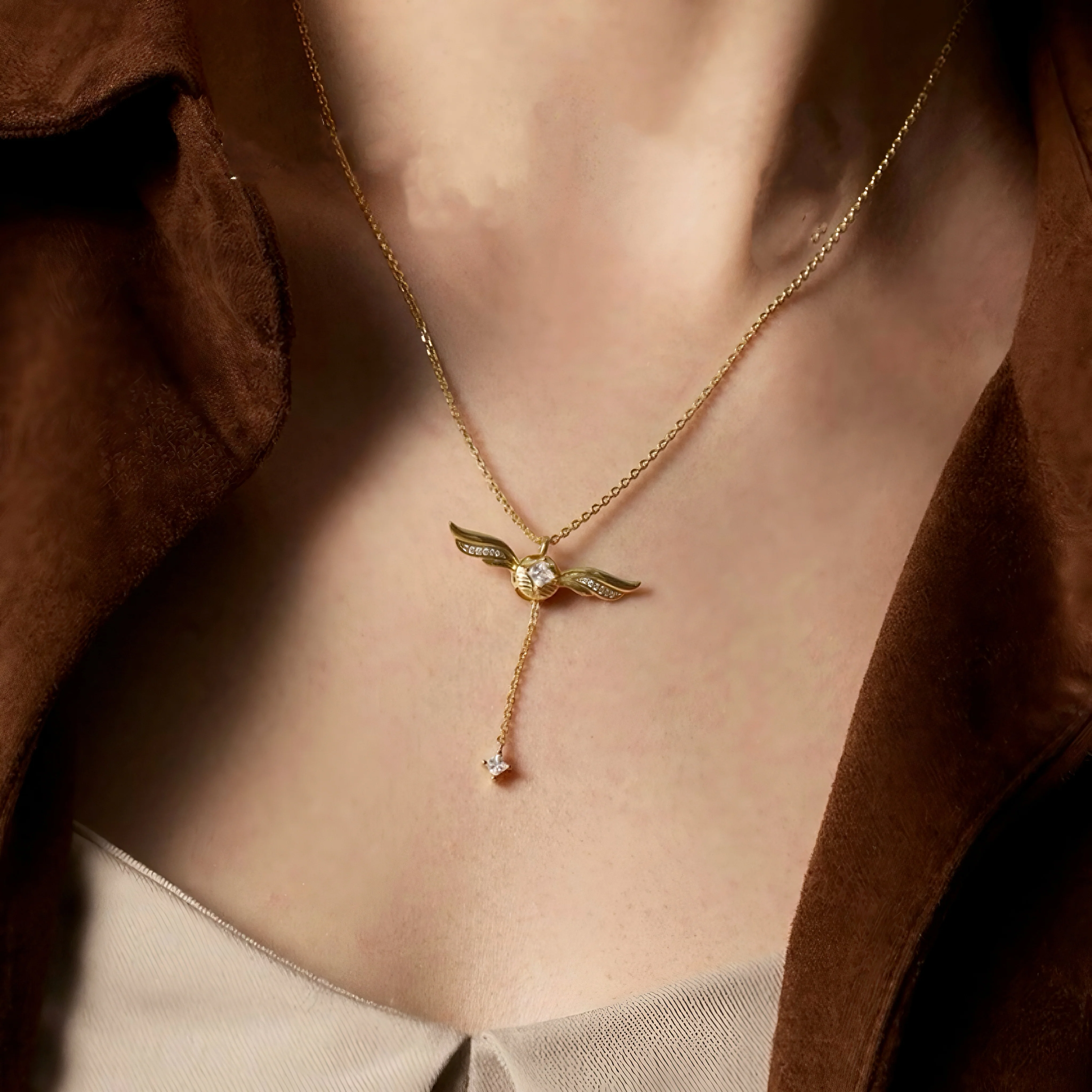 Goldene Engelsflügel Halskette Harry Potter Schnatz Anhänger Geschenk