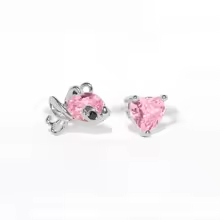 Stitch & Angel Gold Plated Adjustable Crystal Open Ring