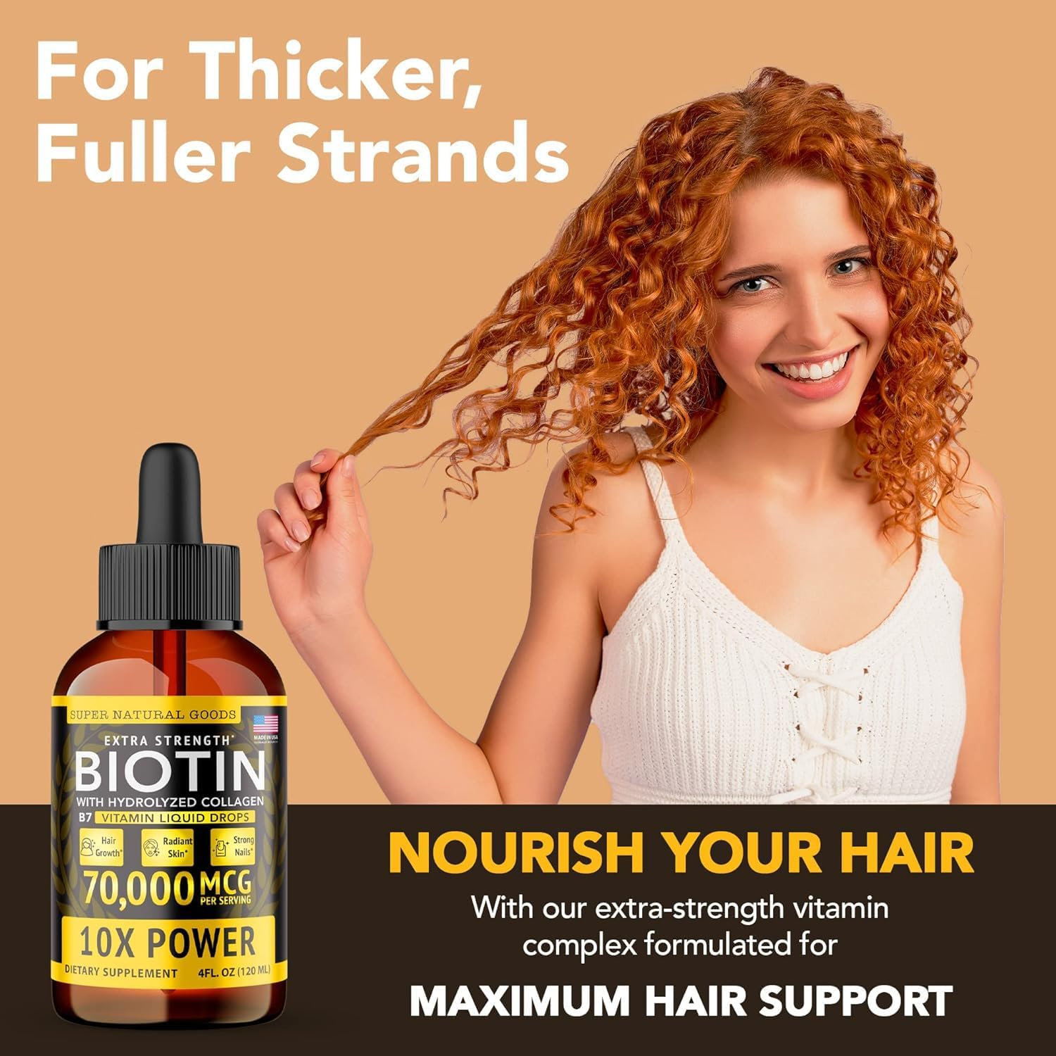 Biotin Drops with Hydrolyzed Collagen B7 Hair Growth Healthy Skin & Nails