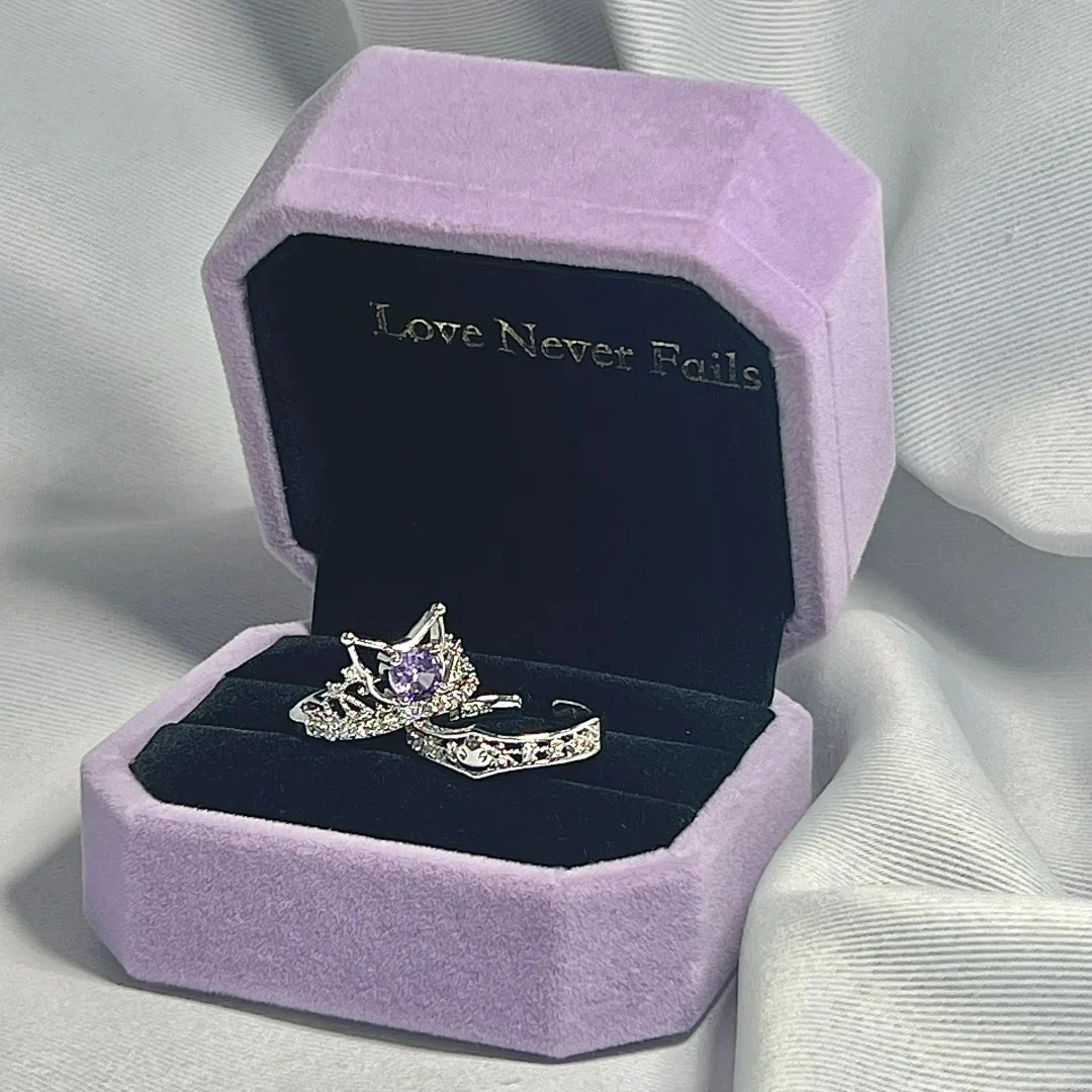 Kuromi-inspired adjustable ring with purple accent, character jewelry gift idea