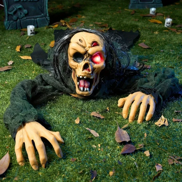 Crawling Zombie Groundbreaker Halloween Decoration Light-Up Red Eyes Outdoor Prop