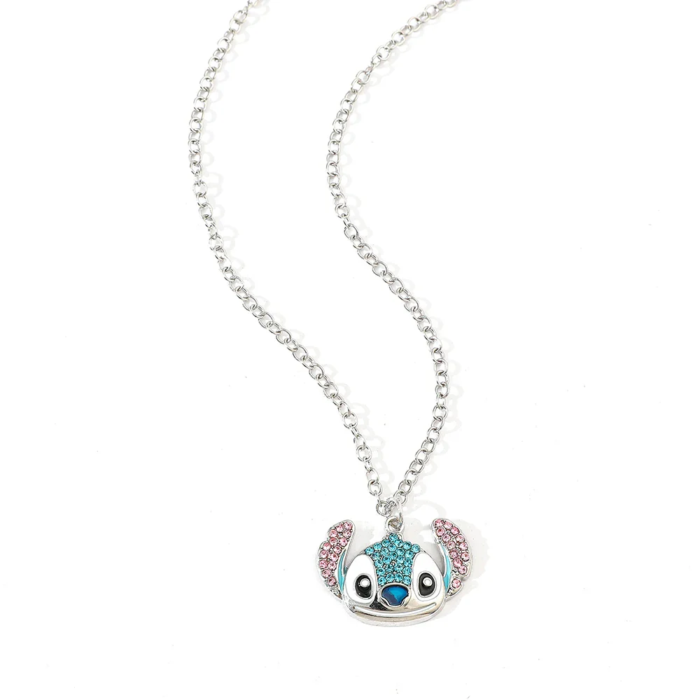 Niedliche blaue Cartoon-Anhänger Halskette Kawaii Kristallschmuck