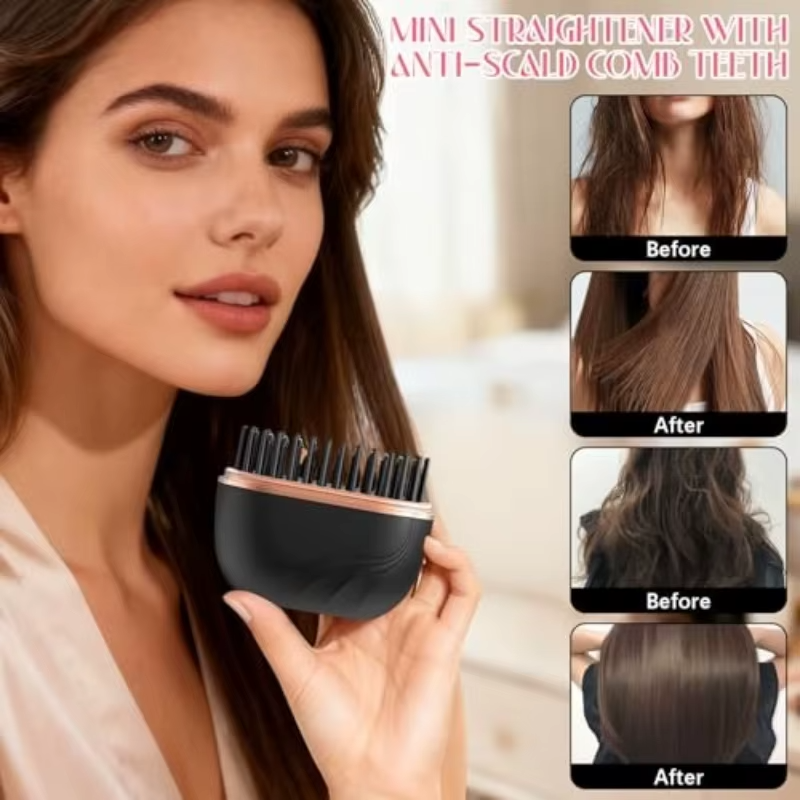 Portable Cordless Hair Straightener Brush