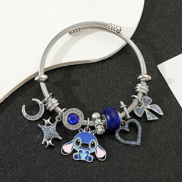 Pulsera de abalorios de dibujos animados azul